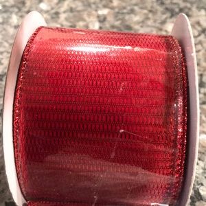 New Christmas Wired Ribbon- Red Shiny